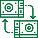 two hard drives with arrows