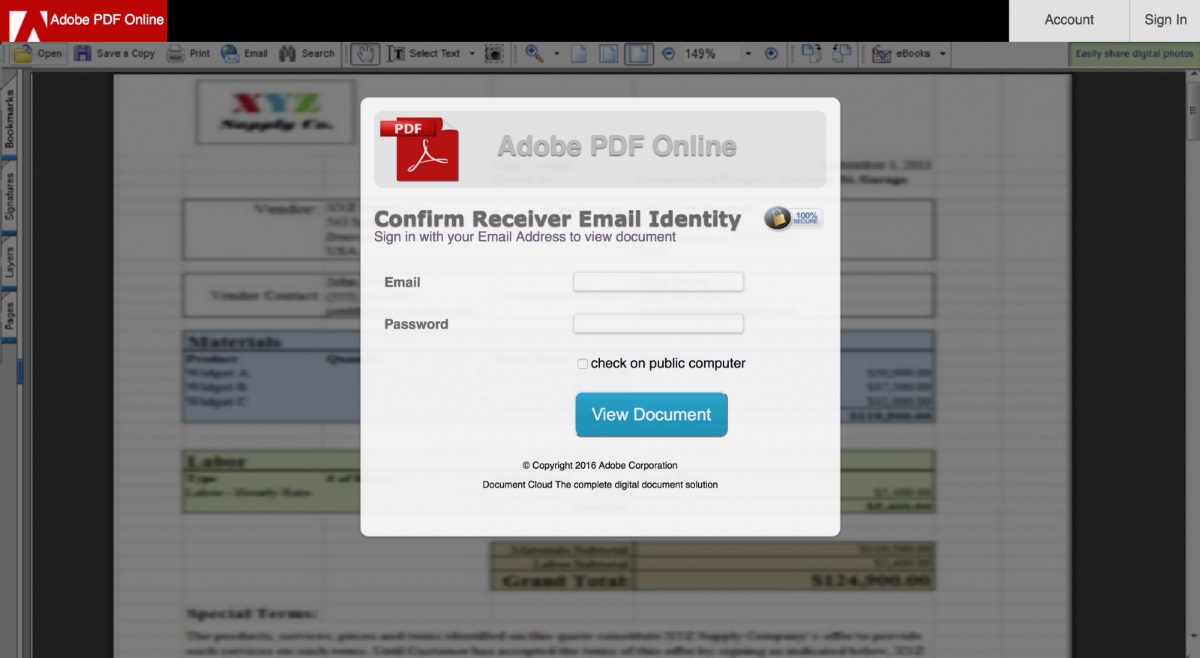 Confirm Receiver Email Identity Adobe Reader 