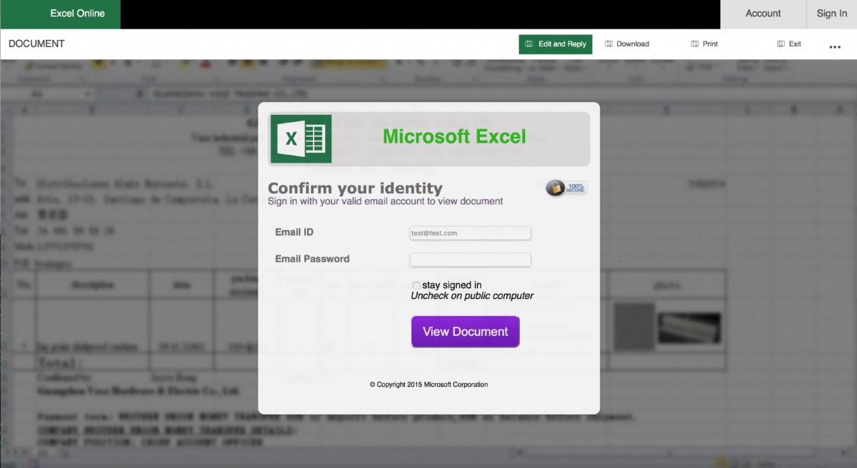 Confirm your Identity Microsoft Excel