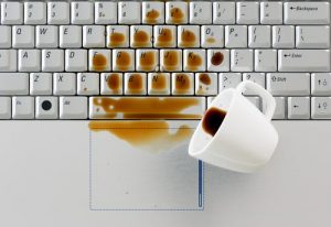 coffee spilled on laptop