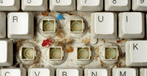 dirty keyboard with missing keys