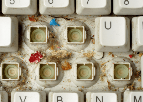 dirty keyboard with missing keys
