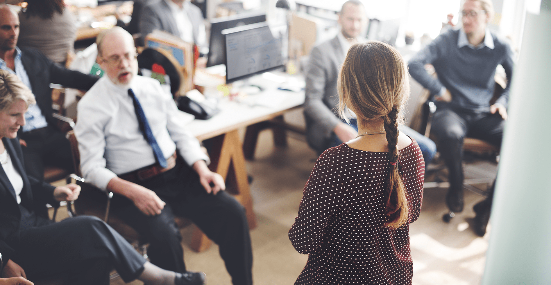 woman training employees