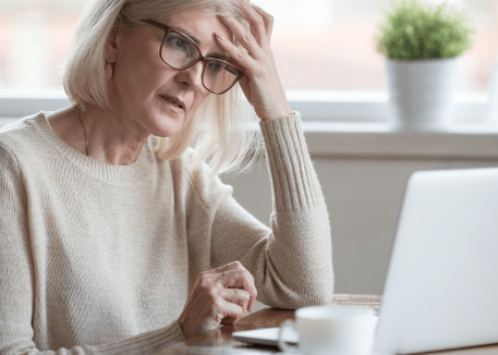 frustrated woman on computer