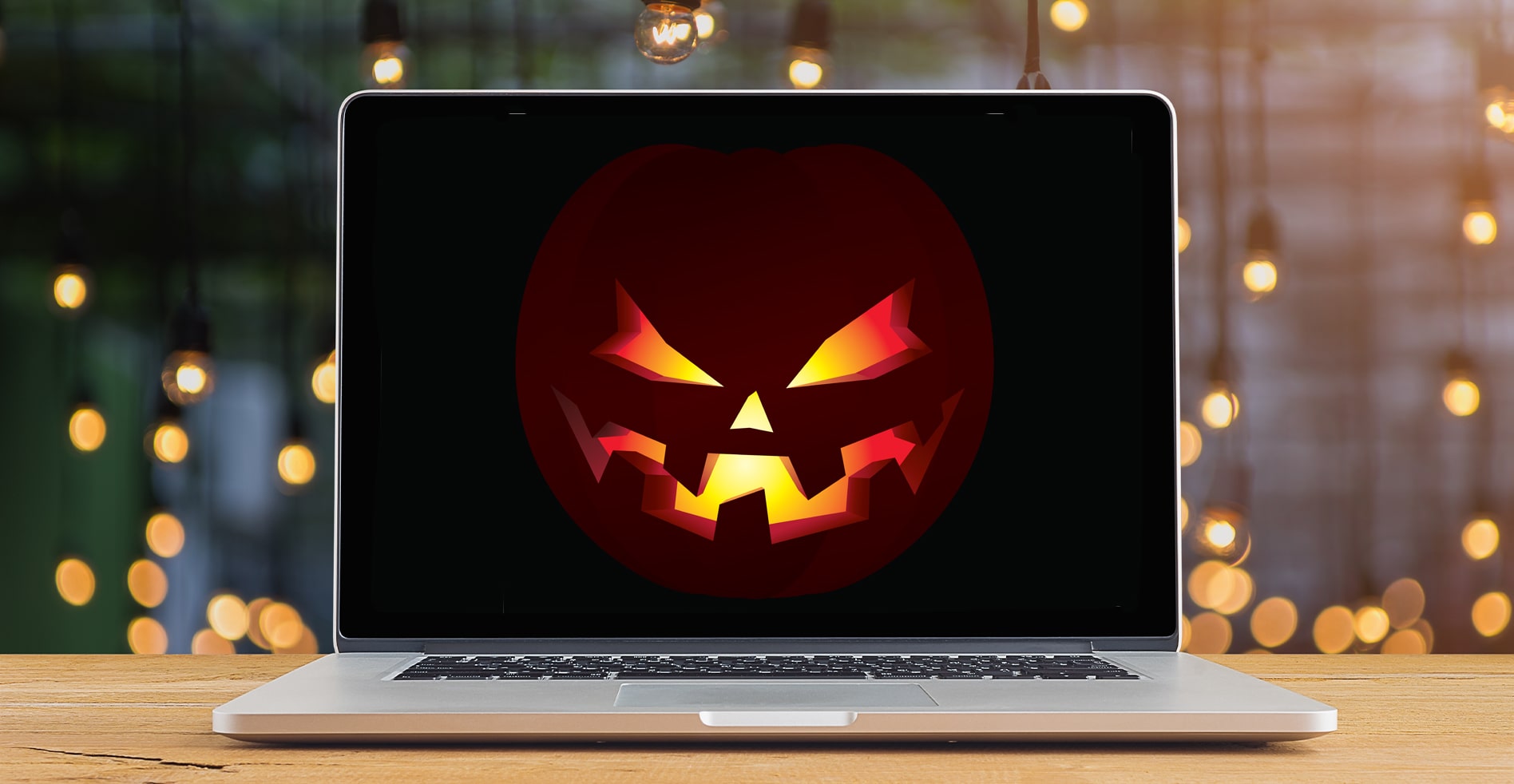 spooky jack-o'-lantern on laptop screen