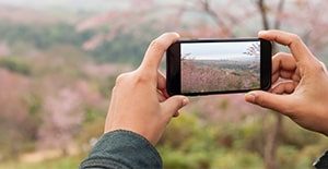 iPhone capturing image of landscape