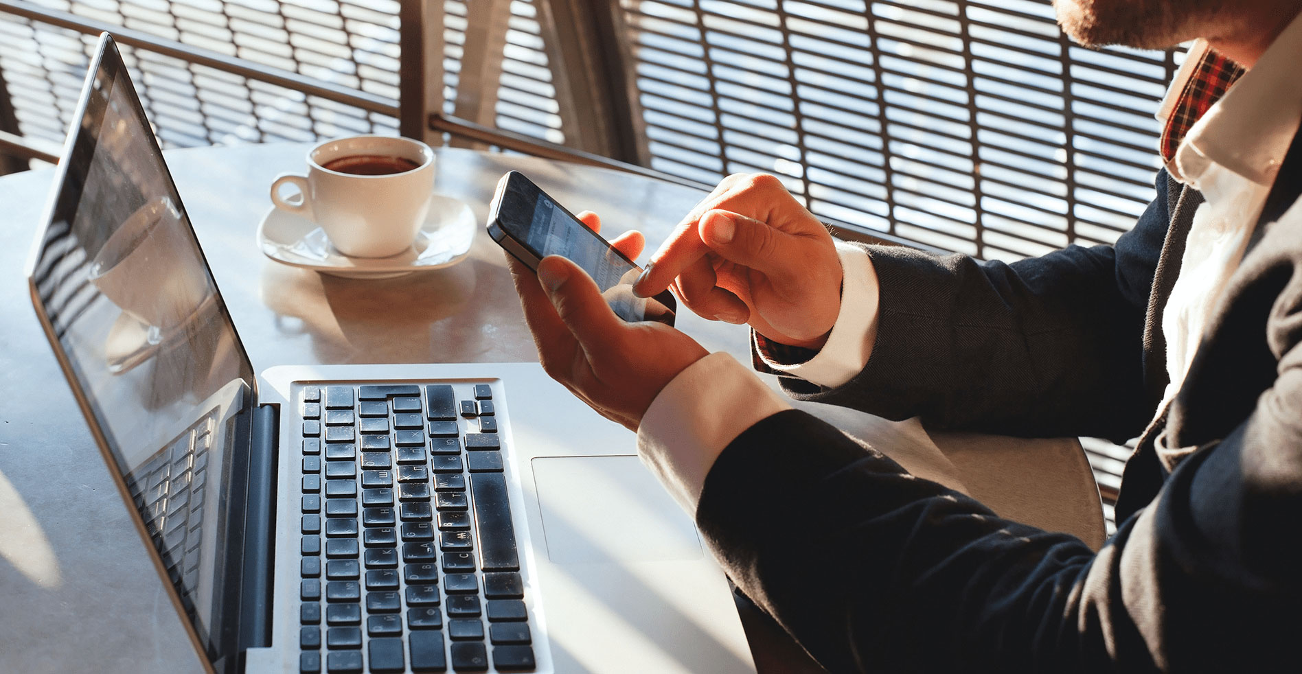 employee using mobile device for business