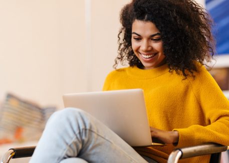 woman using PC