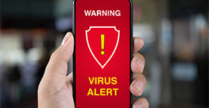 a virus alert on a phone